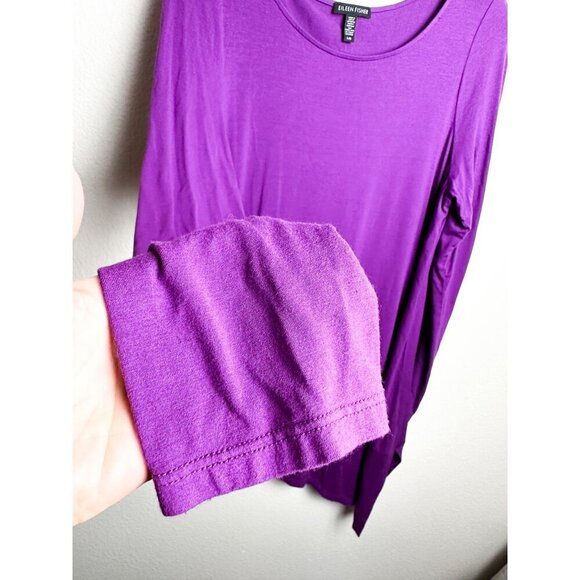 Eileen Fisher Plum Bateau NK Tunic Womens Purple Long Sleeve Asymmetrical Hem To - Picture 4 of 7